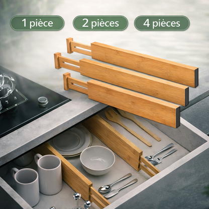 RangéO™ – Séparateurs de tiroirs ajustables effet bambou