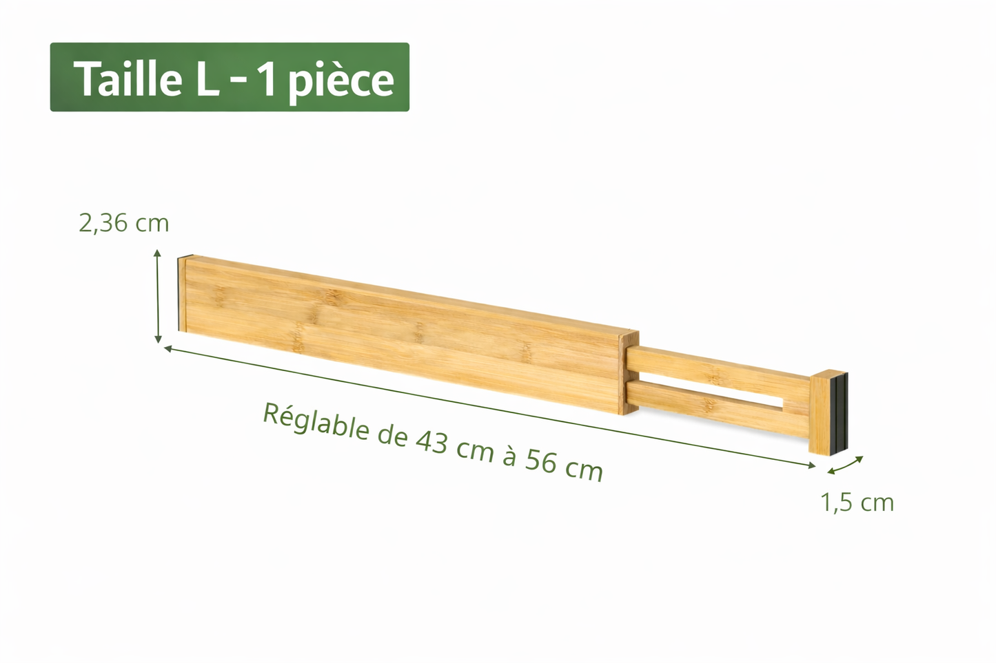 RangéO™ – Séparateurs de tiroirs ajustables effet bambou