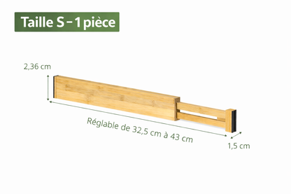 RangéO™ – Séparateurs de tiroirs ajustables effet bambou